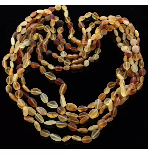 5 Raw Mix BEANS Baltic amber adult necklaces 60cm