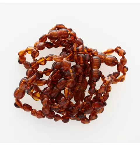 10 Cognac BEANS Baltic amber teething Baby bracelets 12cm