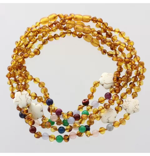 5 Honey Gems Baltic Amber teething necklaces 33cm