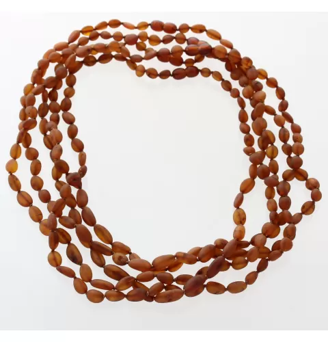5 Raw Cognac BEANS Baltic amber adult necklaces 50cm