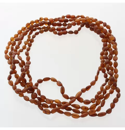 5 Raw Cognac BEANS Baltic amber adult necklaces 55cm