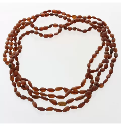4 Raw Cognac BEANS Baltic amber adult necklaces 55cm