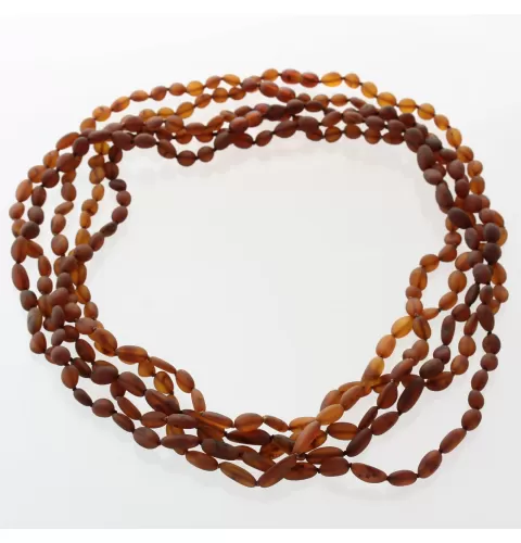 5 Raw Cognac BEANS Baltic amber adult necklaces 60cm