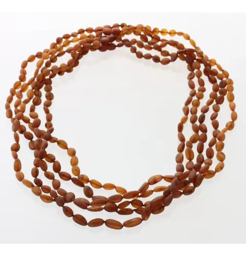 5 Raw Cognac BEANS Baltic amber adult necklaces 60cm