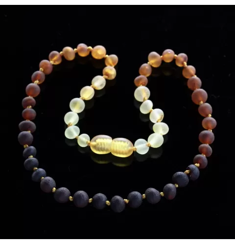 Raw Rainbow Baroque Teething Baltic amber Necklace