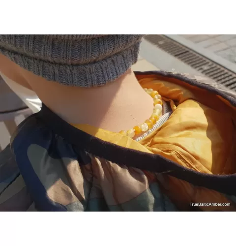 Raw Mix Baroque teething Baltic amber necklace