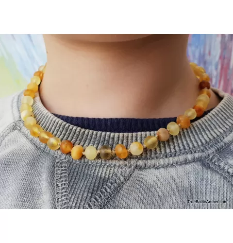 Raw Mix Baroque teething Baltic amber necklace