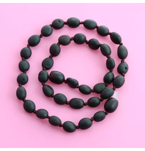 Raw Cherry Beans Teething Baltic Amber Necklace