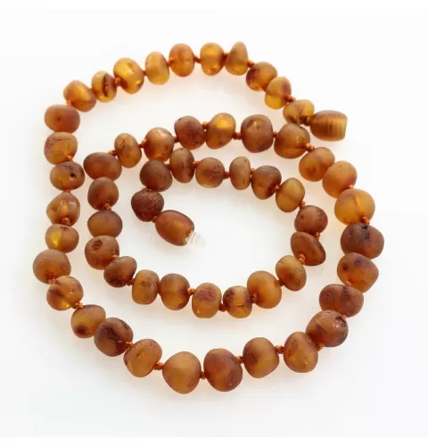Raw Cognac BAROQUE beads Baltic amber necklace 45cm