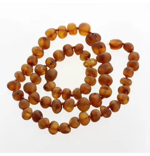 Raw Cognac BAROQUE beads Baltic amber necklace 45cm