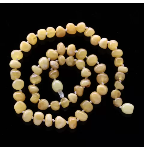 Milk BAROQUE beads Baltic amber necklace 45cm