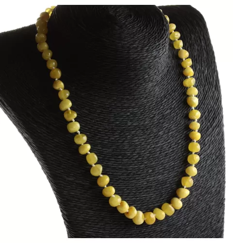 Milk BAROQUE beads Baltic amber necklace 45cm