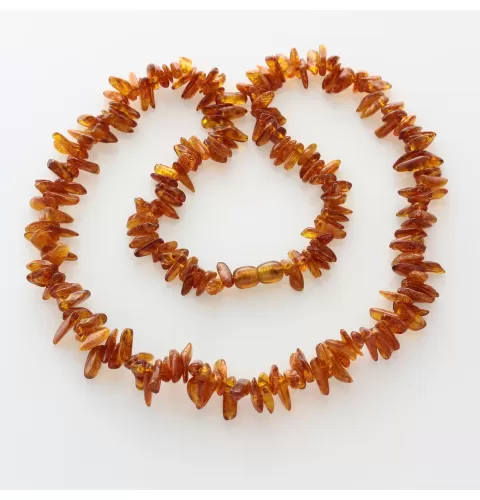 Cognac Thorns Baltic amber Nuggets Necklace 62cm