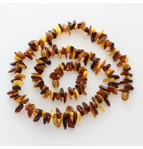 Multi Thorns Baltic amber Nuggets Necklace 62cm