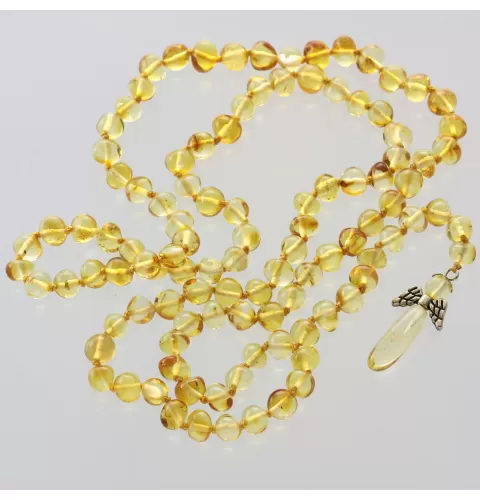 Honey Angel Pendant Baltic Amber Baroque Necklace 64cm
