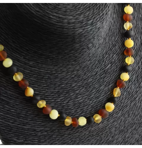 Raw Multi BAROQUE beads Baltic amber necklace 55cm