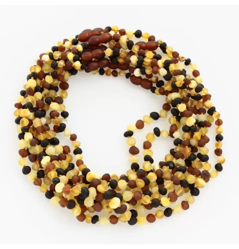 10 Raw Multi BAROQUE teething Baltic amber necklaces 38cm