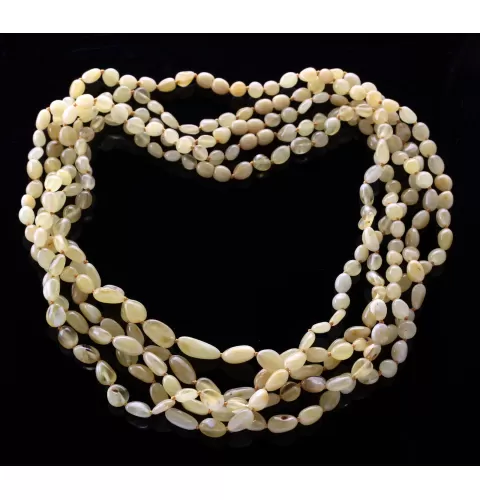 5 Milk BEANS Baltic amber adult necklaces 55cm