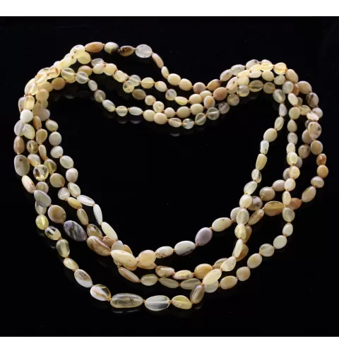 4 Marble BEANS Baltic amber adult necklaces 55cm