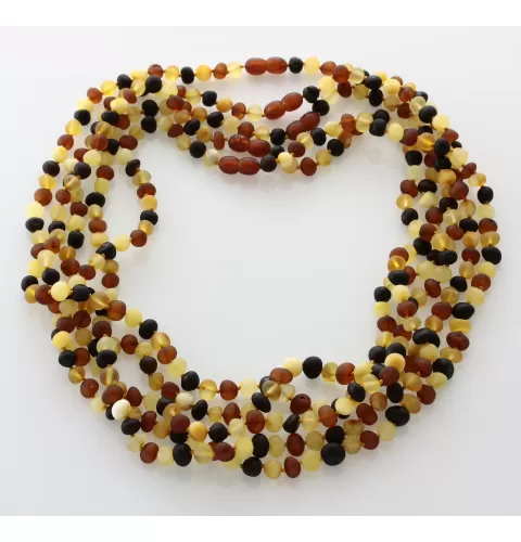 5 Raw Multi BAROQUE beads Baltic amber adult necklaces 55cm