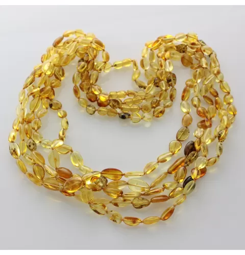 5 Mix BEANS Baltic amber adult necklaces 65cm