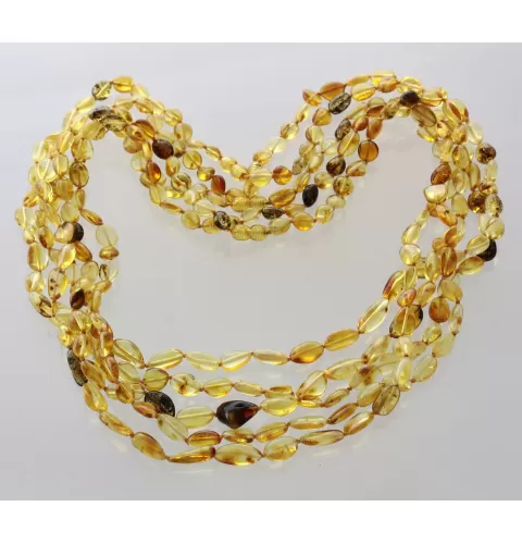5 Mix BEANS Baltic amber adult necklaces 65cm