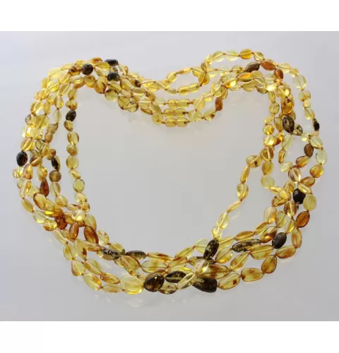 5 Mix BEANS Baltic amber adult necklaces 65cm