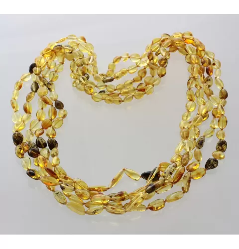 5 Mix BEANS Baltic amber adult necklaces 65cm
