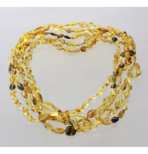 5 Mix BEANS Baltic amber adult necklaces 55cm