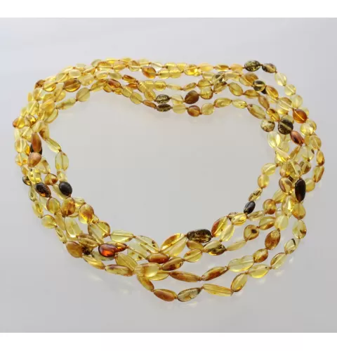 5 Mix BEANS Baltic amber adult necklaces 55cm