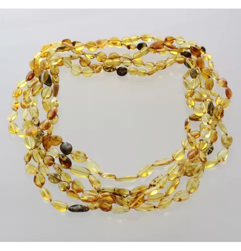 5 Mix BEANS Baltic amber adult necklaces 55cm