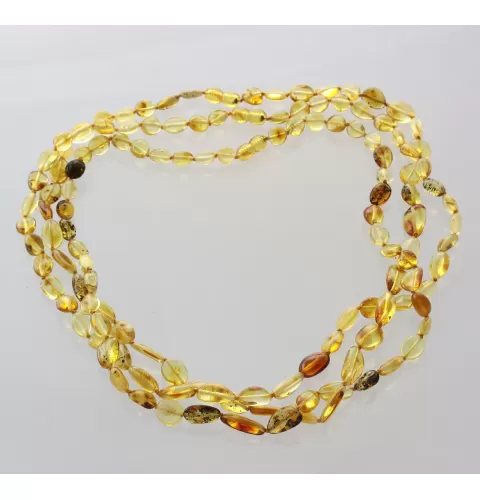 3 Mix BEANS Baltic amber adult necklaces 55cm
