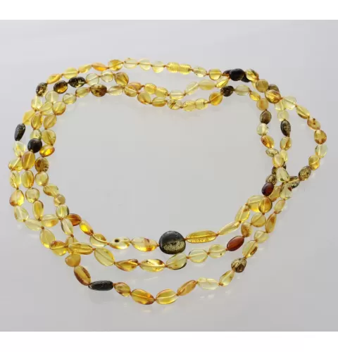 3 Mix BEANS Baltic amber adult necklaces 55cm