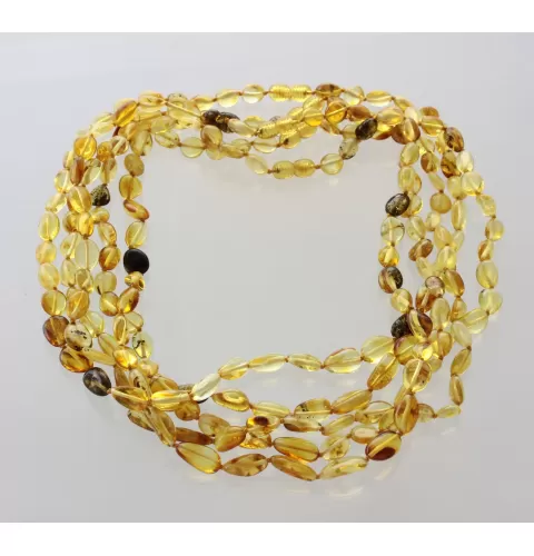 5 Mix BEANS Baltic amber adult necklaces 50cm