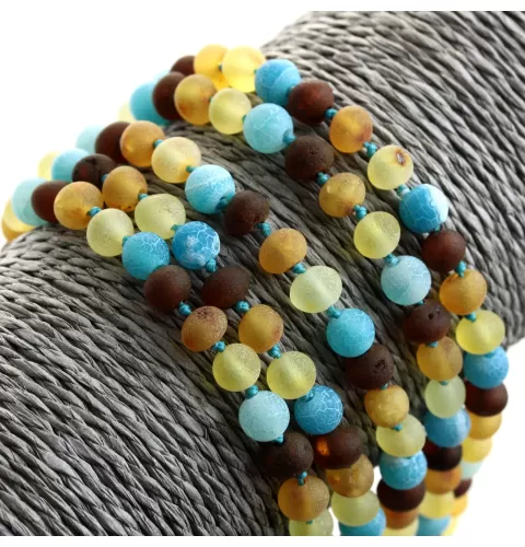 5 Raw Honey Gems Baltic Amber teething necklaces 33cm
