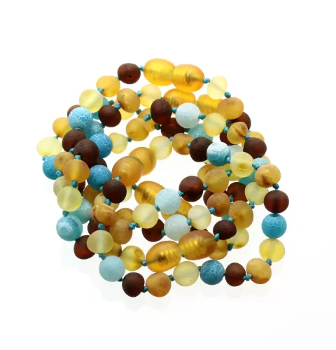 5 Raw Honey Gems Baltic Amber teething necklaces 14cm
