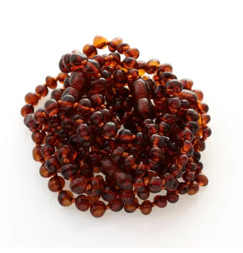 10 Cognac BAROQUE Baltic amber teething bracelets 15cm