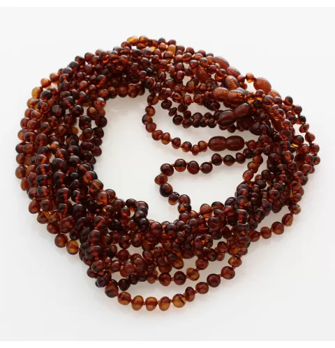 10 Cognac BAROQUE Baltic amber children necklaces 36cm