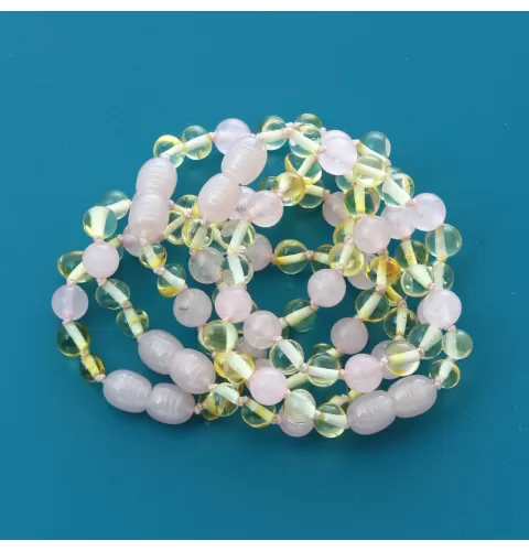 5 Lemon Gems Baltic Amber teething necklaces 14cm
