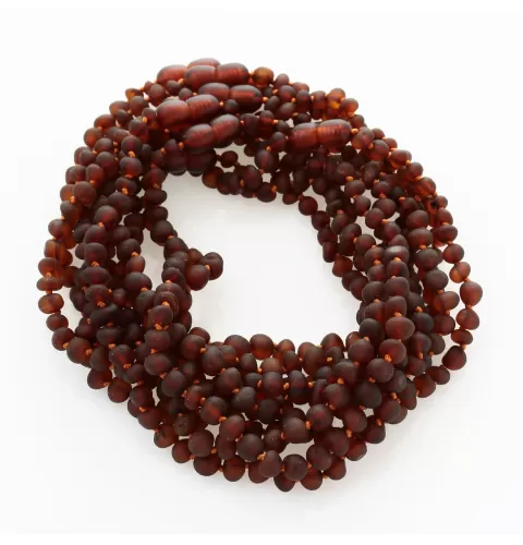 10 Raw Cognac BAROQUE Baltic amber teething necklaces 28cm