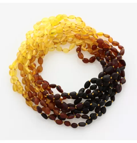 10 Raw Rainbow BEANS Baby teething Baltic amber necklaces 33cm