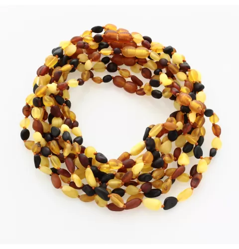 10 Raw Multi BEANS Baby teething Baltic amber necklaces 33cm