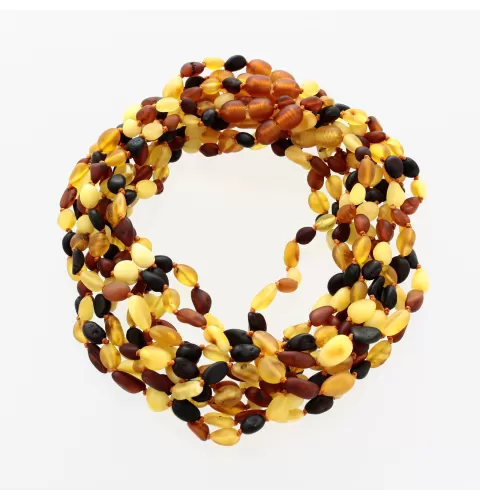 10 Raw Multi BEANS Baby teething Baltic amber necklaces 33cm