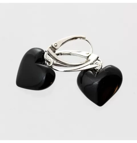 Heart drops Baltic amber Silver Earrings