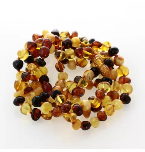 5 Multi BAROQUE Baltic amber adult bracelets 19cm