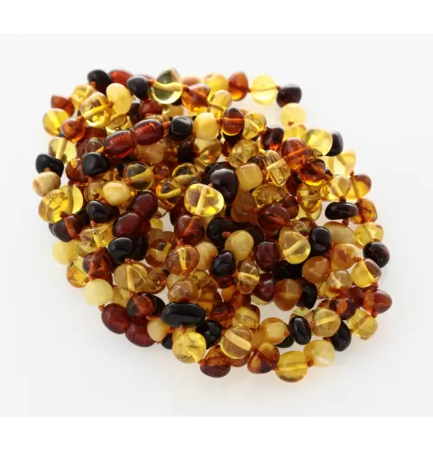 5 Multi BAROQUE Baltic amber adult bracelets 19cm