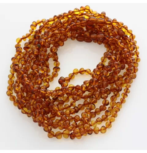 10 Big Cognac BAROQUE teething Baltic amber necklaces 36cm