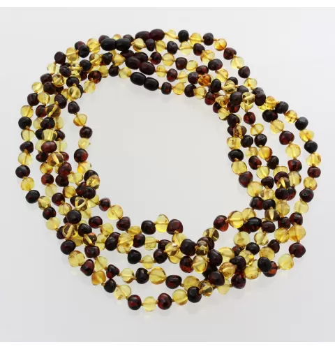 5 Multi BAROQUE beads Baltic amber adult necklaces 46cm