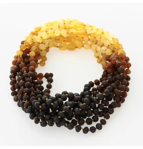 10 Raw Rainbow BAROQUE Baby teething Baltic amber necklaces 32cm
