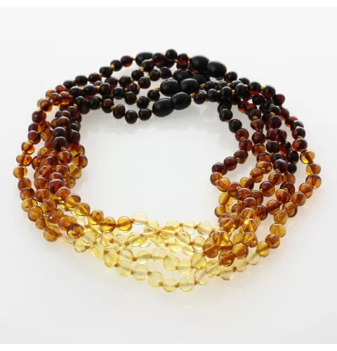 5 Rainbow BAROQUE Baltic amber teething necklaces 32cm